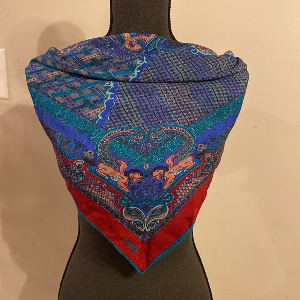 Fendi vintage square silk scarf